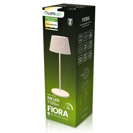 Lampa Ogrodowa LED Stojąca Ozdobna Stołowa Nocna USB Ściemnialna Dotykowa Biała FIORA LUMILED