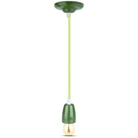 Lampa Wisząca Oprawa E27 Porcelanowy klosz zielony z kablem VT-7998 V-TAC