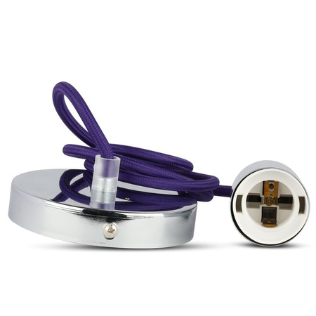 Lampa Wisząca Oprawa E27 Chromowy klosz z fioletowym kablem VT-7338 V-TAC