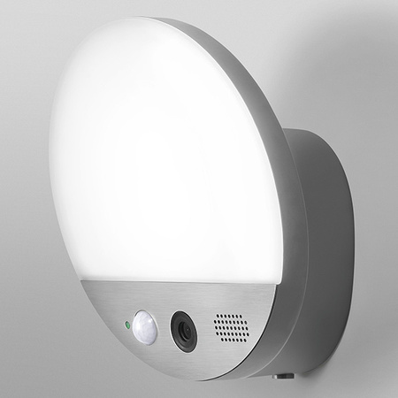 Lampa Ogrodowa Zewnętrzna Kinkiet Elewacyjny 15W 950lm 3000K Ciepła z Czujnikiem Ruchu i Światła Kamera HD Ściemnialna IP44 Szary SMART+ WiFi Camera Ledvance