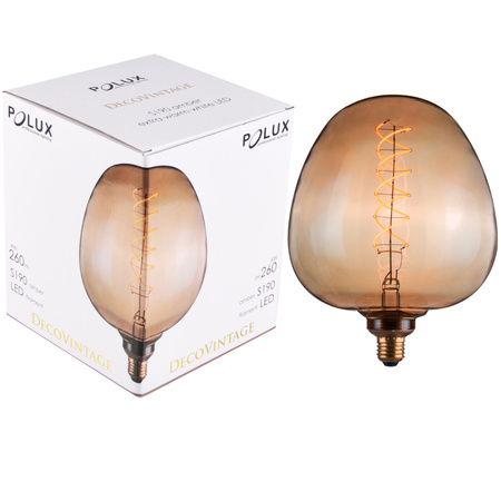 Żarówka Dekoracyjna LED E27 FILAMENT S190 4W 260lm 1800K Ciepła 320° DecoVintage Amber GOLDLUX (Polux)