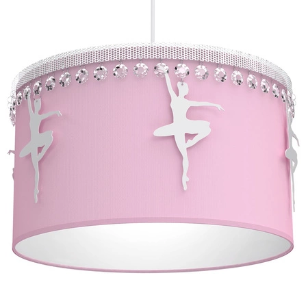 Lampa wisząca BALETNICA 1xE27 Dziewczęca Baletnica Różowa MLP4974 Milagro Metal + Tkanina + Kryształki
