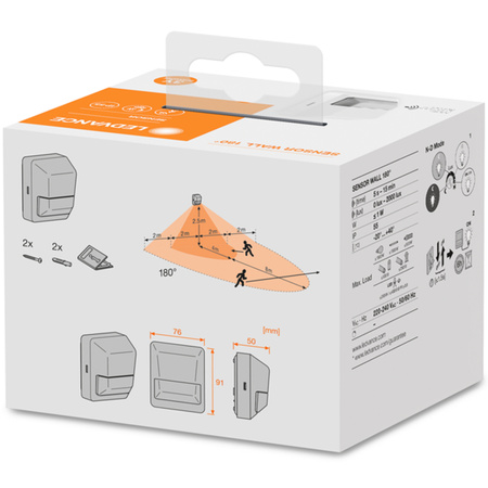 Czujnik Ruchu SENSOR WALL 180DEG IP55 WT Natynkowy Ścienny LEDVANCE