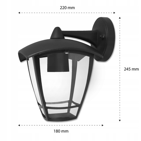Lampa Ogrodowa Ścienna E27 Kinkiet Elewacyjny do DOŁU NIKO Masterled