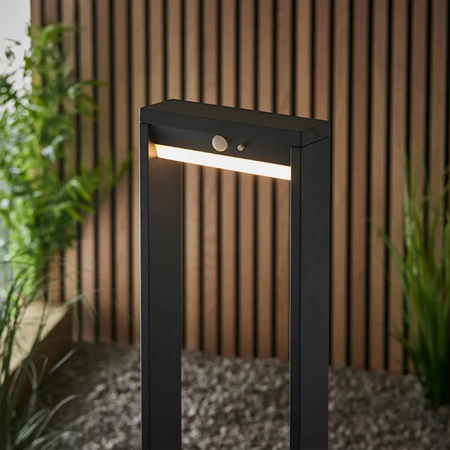 Lampa Solarna Ogrodowa LED Stojąca Ozdobna Słupek Czujnik Ruchu i Zmierzchu IP54 4000K