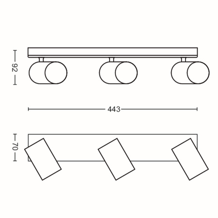 Lampa Sufitowa Reflektor 3x GU10 Czarna Kosipo Philips
