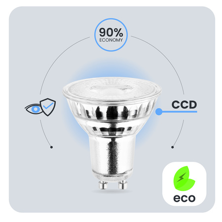 Zestaw 10x Żarówka LED GU10 6W = 50W 580lm 3000K Ciepła 38° Szklana LUMILED