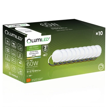 10x Wkład do Opraw LED Moduł INSERT Mleczny 7W = 60W 120° 670lm 4000K Neutralny Ściemnialny LUMILED
