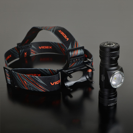 Latarka Czołowa Akumulatorowa LED 10W 1200lm 6 Trybów Pracy SOS USB-C Wodoszczelna IP68 Videx