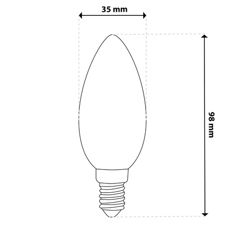 Żarówka LED E14 Świeczka B35 2,2W 470lm = 40W 4000K Neutralna 360° Filament KLASA A LUMILED