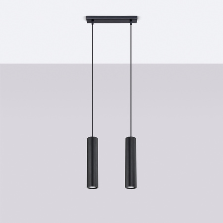 Lampa Wisząca Sufitowa Zwis Tuba Spot 2x GU10 Czarna Karbon Deep Space SL.1574 Sollux