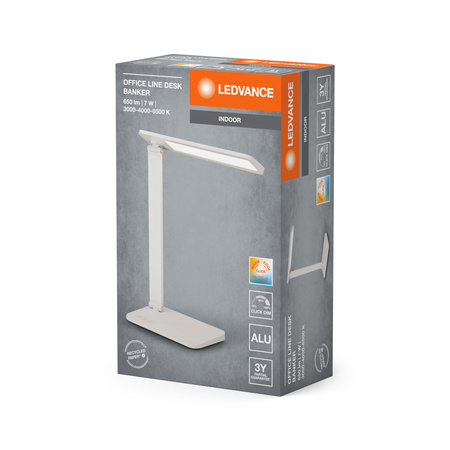 Lampa Stołowa Biurkowa LED 7W 528lm CCT Ściemnialna Biały Office Line Ledvance