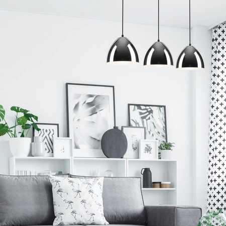 Lampa Wisząca Sufitowa MIA 3xE27 Czarna Chrom LM-3.130 Lamkur