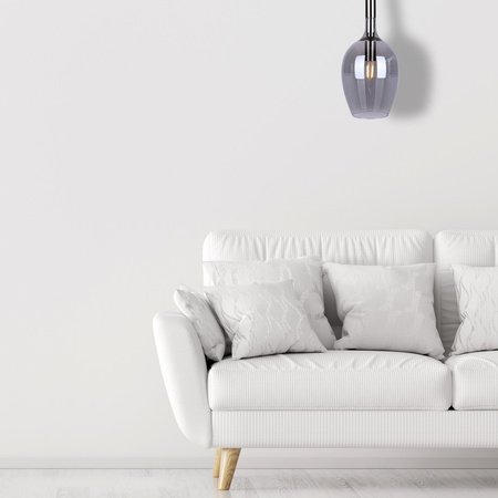 Lampa wisząca TANGO 1xE14 Opływowy Klosz Przydymiony Milagro ML6165 Metal + Szkło