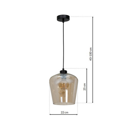 Lampa wisząca SANTIAGO 1xE27 Klosz Bursztynowe Szkło MLP6607 Metal + Szkło