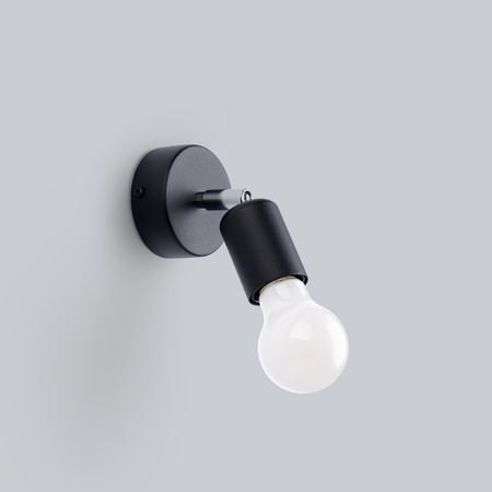 Lampa Ścienna Kinkiet E27 Tuba Ruchoma Czarna Minimalistyczna Fornes Sollux