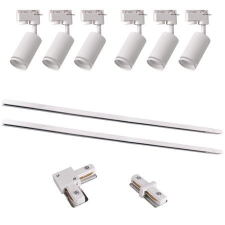 Zestaw Szynowy Szynoprzewód Szyna Listwa 1-Fazowa + 6x Reflektor GU10 Biała PARIS Sanico Goldlux