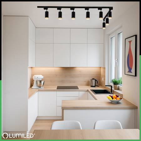 ZESTAW Szynoprzewód Listwa Szyna 4m + 8x Lampa Sufitowa Reflektor GU10 Oświetlenie Szynowe LUMILED