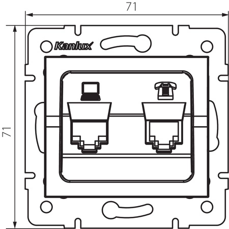Gniazdo Komputerowo-Telefoniczne RJ45 RJ11 Kwadratowe Białe LOGI Kanlux
