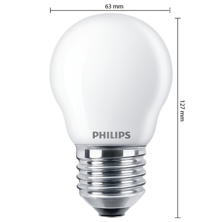 Żarówka LED Kulka E27 P45 6.5W = 60W 806lm 2700K Ciepła Filament Mleczna PHILIPS