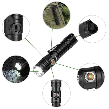 Latarka Taktyczna LED Ręczna Mocna IP44 10W 1200lm Professional VAYOX