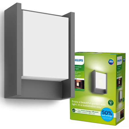 Kinkiet Ogrodowy Lampa Elewacyjna Zewnętrzna LED 4W 800lm 3000K IP44 Antracyt Arbour Ultra Efficient Philips