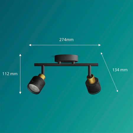 Lampa Sufitowa Reflektor 2x GU10 Czarna-Miedziana Niall Philips