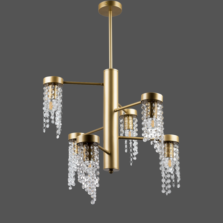 Lampa Sufitowa Wisząca Zwis 6x E27 Złota Gea Sanico Goldlux