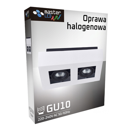 Oprawa Natynkowa HALOGENOWA Ruchoma 2x GU10 Prostokątna Biała 85mm NEMO