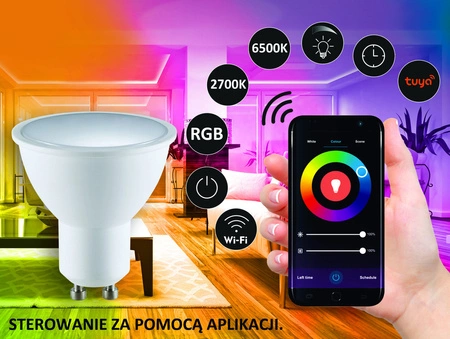 Żarówka LED GU10 5,5W 400lm RGB GOLDLUX (Polux) Smart WiFi TUYA