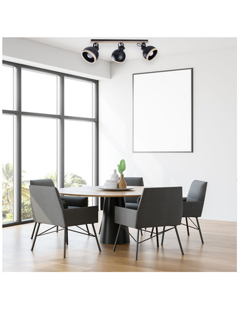 Lampa Sufitowa OVAL Czarna 3xE27 Listwa Milagro