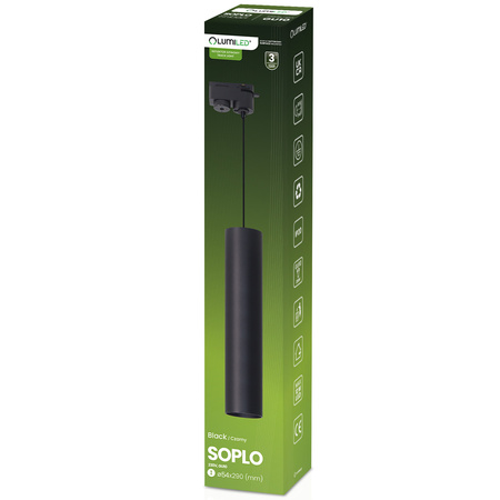 Lampa Wisząca Szynoprzewód Zwis Szyna 29cm Reflektor GU10 LED SOPLO Czarny LUMILED