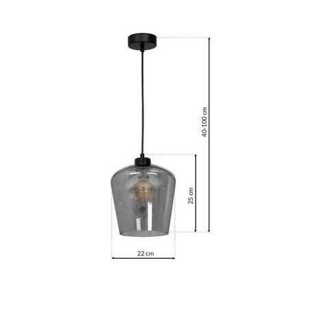 Lampa wisząca SANTIAGO 1xE27 Klosz Przydymione Szkło MLP6606 Metal + Szkło