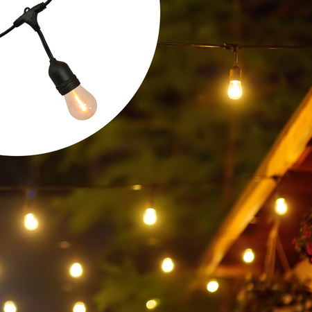 Girlanda Solarna Zewnętrzna Ogrodowa Łańcuch Świetlny 10x LED 2700K z Czujnikiem Zmierzchu Czarna IP44 PARTY Sanico Goldlux