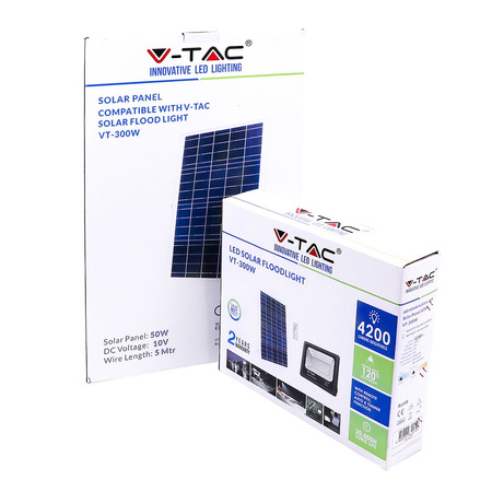 Naświetlacz LED 50W 4000K IP65 + Panel Solarny Z pilotem VT-300W V-TAC