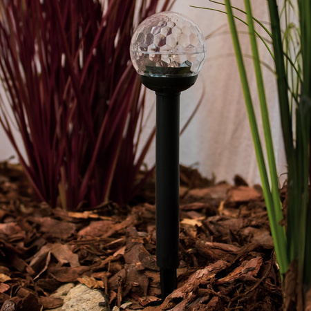 Lampa Solarna Ogrodowa LED Wbijana Kulka RGB IP44 34cm Czujnik Zmierzchu