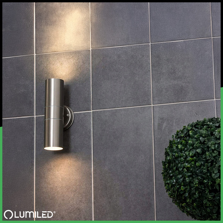 Kinkiet Ogrodowy Lampa Ścienna Elewacyjna góra dół LED GU10 IP44 ZINNIA INOX LUMILED