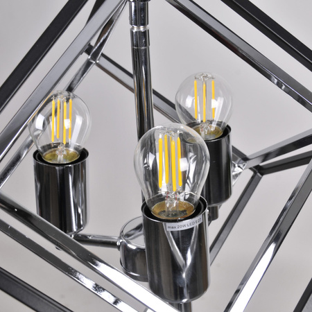 Lampa Sufitowa Wisząca Zwis 3x E27 Chrom Czarna Ikar Sanico Goldlux