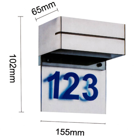 Lampa Ogrodowa LED Podświetlany Numer Domu Kinkiet Elewacyjny DOOR 6W IP54 Srebrna Volteno