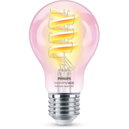 Żarówka LED E27 A60 6.3W = 40W 470lm 2200-6500K RGB + TW FILAMENT Inteligentna SMART WiFi Bluetooth Aplikacja WiZ Philips