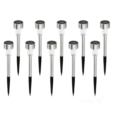 Lampa Solarna Ogrodowa Słupek Zewnętrzny Stojący LED 6000K Zimna IP44 Chrom Eclipse Kobi