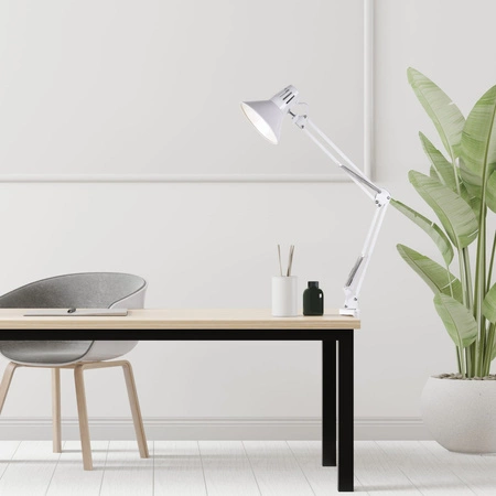 Lampka Biurkowa Stołowa E27 Biała Worker Sanico Goldlux