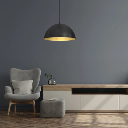 Lampa Wisząca Sufitowa BETA Czarna Złota 1xE27 35cm Milagro