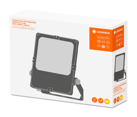 Naświetlacz LED Reflektor Zewnętrzny Lampa 50W 5800lm 3000K IP66 Czarny Floodlight Ledvance