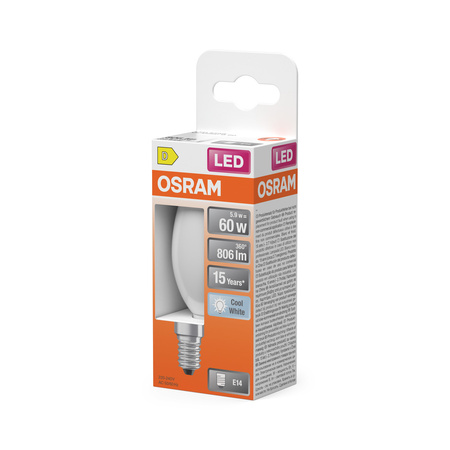 Żarówka LED B35 Świeczka E14 5.5W = 60W 806lm 4000K Neutralna 300° Retrofit Filament CLASSIC Osram