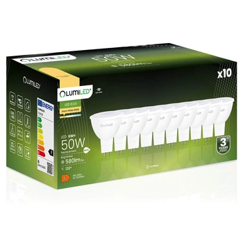 Zestaw 10x Żarówka LED MR16 GU5.3 6W = 50W 580lm 3000K 230V Ciepła 120° LUMILED