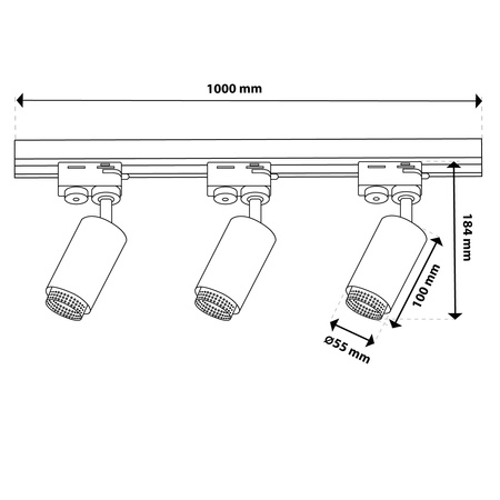 ZESTAW Szynoprzewód Listwa Szyna 1m + 3x Lampa Sufitowa Reflektor GU10 Oświetlenie Szynowe LUMILED