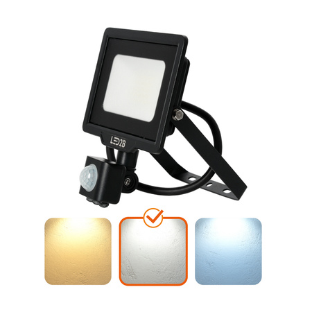 Naświetlacz LED Zewnętrzny Ogrodowy 20W 1600lm 4000K Neutralny 120° z Czujnikiem Ruchu i Zmierzchu IP65 Czarny MHC Kobi