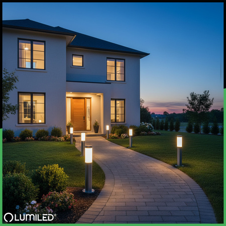 Lampa Ogrodowa Zewnętrzna E27 INOX SŁUPEK 45cm Lilium LUMILED