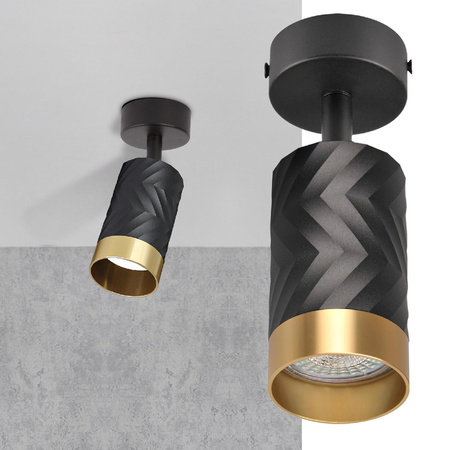 Oprawa Ścienno-Sufitowa Reflektor Punktowy GU10 Czarna Złota ARRAS Sanico Goldlux